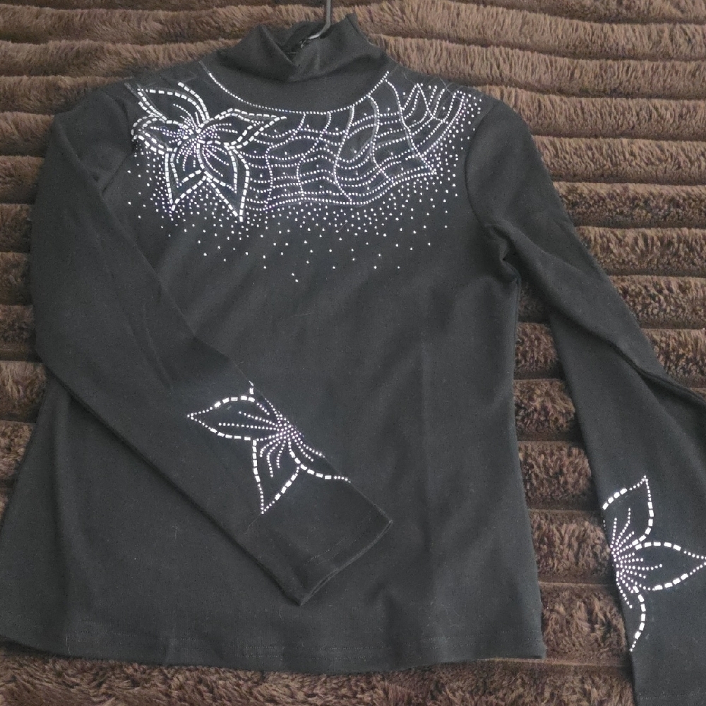 Elegant Black Embellished Women's Top
